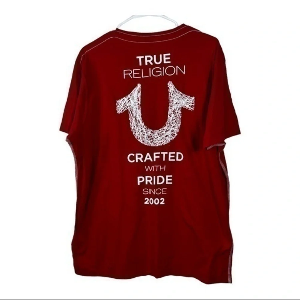 True Religion Men T-shirt Red Pullover Sz XL